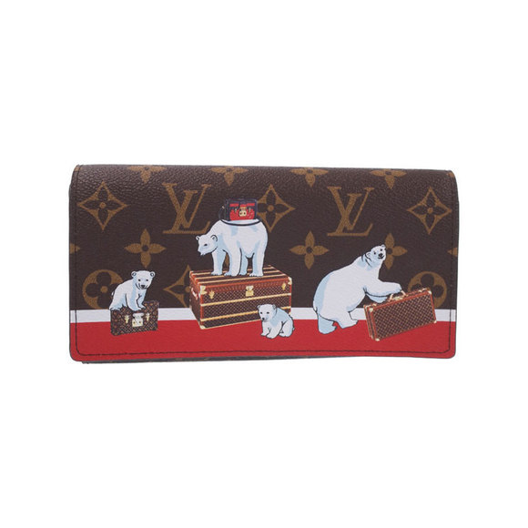 Louis Vuitton Wallet Bifold Long Portefeuille Bear Sarah Monogram Polar - Picture 1 of 5